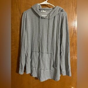 Workshop Republic Clothing Striped Hooded Pullover - Blue & White